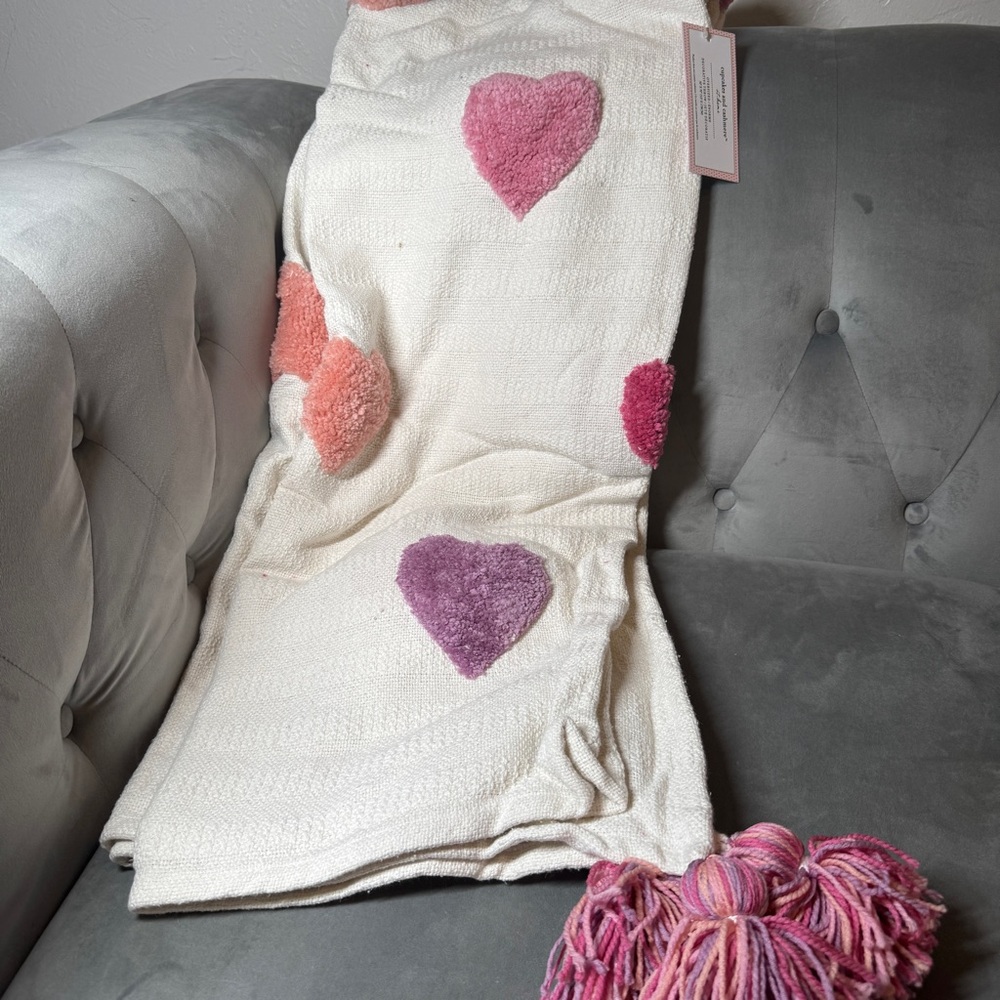 Cupcakes and‎ Cashmere Valentine’s Heart Throw stuffed pink and purple
